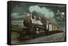 Moon over Locomotive-null-Framed Stretched Canvas