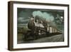 Moon over Locomotive-null-Framed Art Print