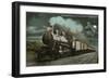 Moon over Locomotive-null-Framed Art Print