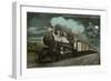 Moon over Locomotive-null-Framed Art Print