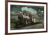 Moon over Locomotive-null-Framed Art Print