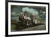 Moon over Locomotive-null-Framed Art Print