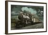 Moon over Locomotive-null-Framed Art Print