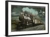 Moon over Locomotive-null-Framed Art Print