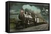 Moon over Locomotive-null-Framed Stretched Canvas