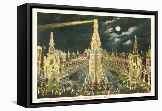 Moon over Luna Park, Coney Island, New York City-null-Framed Stretched Canvas