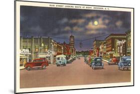 Moon over Main Street, Anderson, South Carolina-null-Mounted Art Print