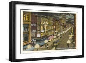 Moon over Main Street, Memphis, Tennessee-null-Framed Art Print