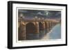 Moon over Market Street Bridge, Harrisburg, Pennsylvania-null-Framed Art Print