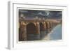 Moon over Market Street Bridge, Harrisburg, Pennsylvania-null-Framed Art Print