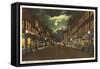 Moon over Market Street, Corning, New York-null-Framed Stretched Canvas