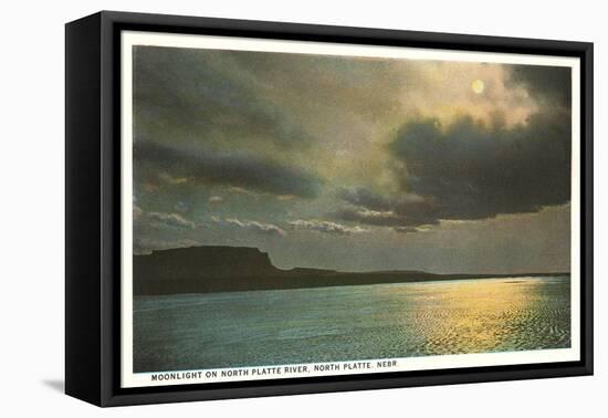 Moon over North Platte River, Nebraska-null-Framed Stretched Canvas