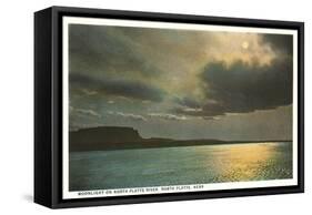 Moon over North Platte River, Nebraska-null-Framed Stretched Canvas