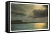 Moon over North Platte River, Nebraska-null-Framed Stretched Canvas