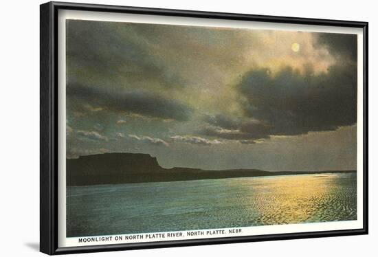 Moon over North Platte River, Nebraska-null-Framed Art Print