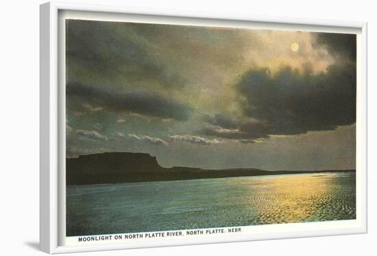 Moon over North Platte River, Nebraska-null-Framed Art Print