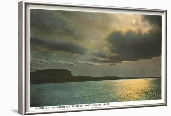 Moon over North Platte River, Nebraska-null-Framed Art Print