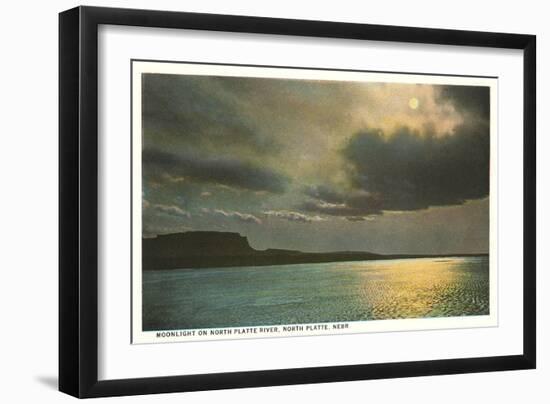 Moon over North Platte River, Nebraska-null-Framed Art Print