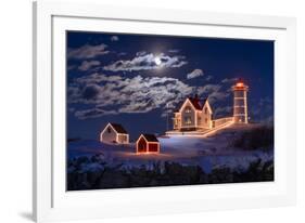 Moon Over Nubble-Michael Blanchette Photography-Framed Photographic Print