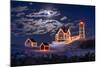 Moon Over Nubble-Michael Blanchette Photography-Mounted Photographic Print