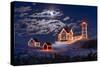 Moon Over Nubble-Michael Blanchette Photography-Stretched Canvas