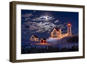 Moon Over Nubble-Michael Blanchette Photography-Framed Photographic Print