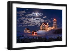 Moon Over Nubble-Michael Blanchette Photography-Framed Photographic Print