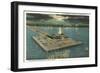 Moon over Pier, St. Petersburg, Florida-null-Framed Art Print