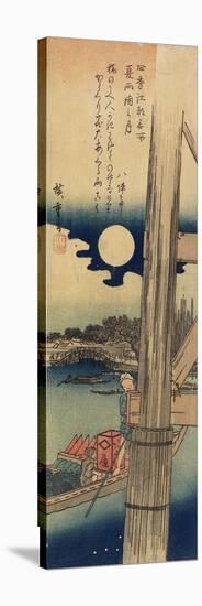 Moon over Ryo Goku, Summer, 1833-1834-Utagawa Hiroshige-Stretched Canvas