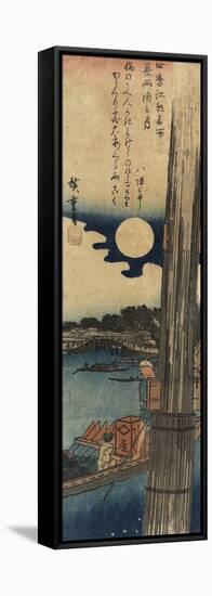 Moon over Ryo Goku, Summer, 1833-1834-Utagawa Hiroshige-Framed Stretched Canvas