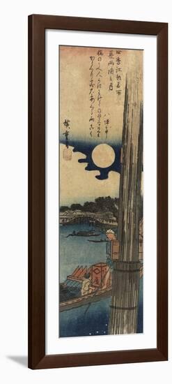 Moon over Ryo Goku, Summer, 1833-1834-Utagawa Hiroshige-Framed Premium Giclee Print