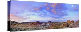 Moon over sandstone formations, Valley of Fire State Park, Nevada-Tim Fitzharris-Stretched Canvas