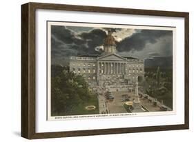 Moon over State Capitol, Columbia, South Carolina-null-Framed Art Print