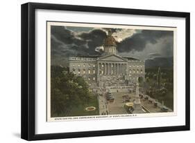 Moon over State Capitol, Columbia, South Carolina-null-Framed Art Print