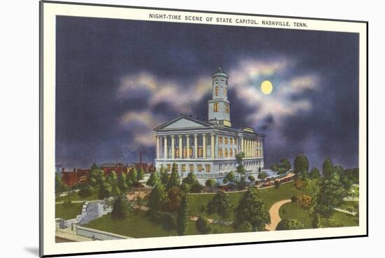 Moon over State Capitol, Nashville, Tennessee-null-Mounted Art Print