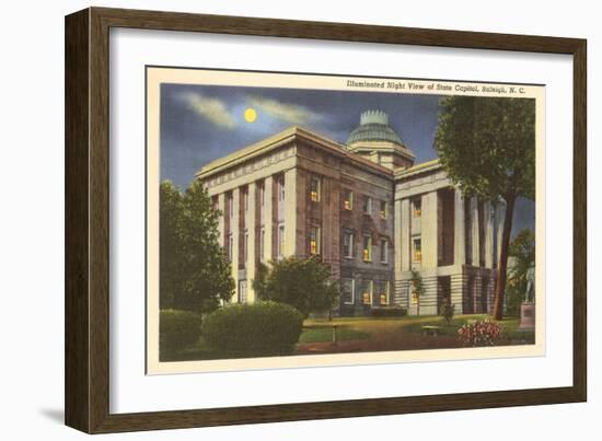 Moon over State Capitol, Raleigh, North Carolina-null-Framed Art Print