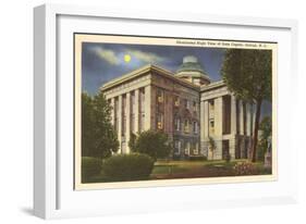 Moon over State Capitol, Raleigh, North Carolina-null-Framed Art Print