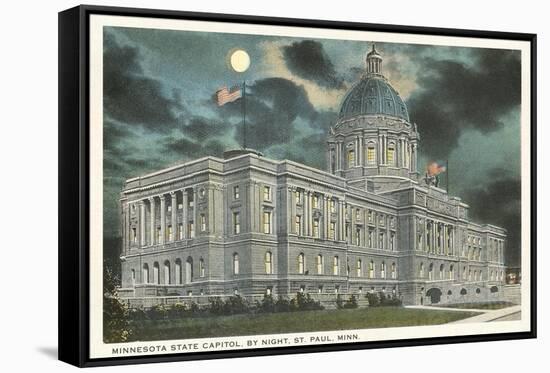 Moon over State Capitol, St. Paul, Minnesota-null-Framed Stretched Canvas