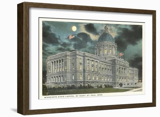 Moon over State Capitol, St. Paul, Minnesota-null-Framed Art Print