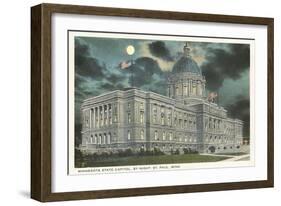 Moon over State Capitol, St. Paul, Minnesota-null-Framed Art Print