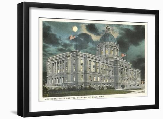 Moon over State Capitol, St. Paul, Minnesota-null-Framed Art Print