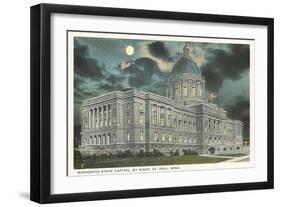 Moon over State Capitol, St. Paul, Minnesota-null-Framed Art Print