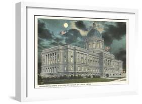 Moon over State Capitol, St. Paul, Minnesota-null-Framed Art Print