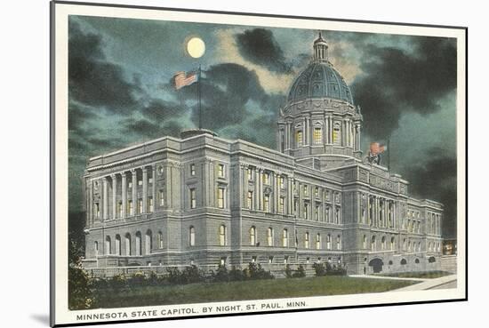 Moon over State Capitol, St. Paul, Minnesota-null-Mounted Art Print