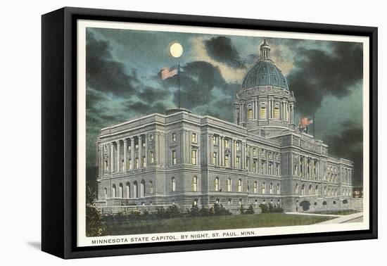 Moon over State Capitol, St. Paul, Minnesota-null-Framed Stretched Canvas