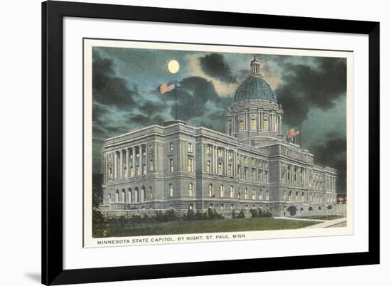 Moon over State Capitol, St. Paul, Minnesota-null-Framed Premium Giclee Print