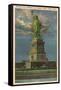 Moon over Statue of Liberty, New York City-null-Framed Stretched Canvas