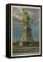 Moon over Statue of Liberty, New York City-null-Framed Stretched Canvas