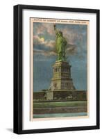 Moon over Statue of Liberty, New York City-null-Framed Art Print