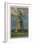 Moon over Statue of Liberty, New York City-null-Framed Art Print